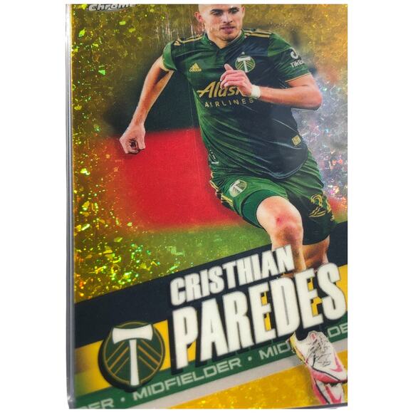 2022 Topps Chrome MLS Gold Mini-Diamond Refractor 97 Cristhian Paredes /50 PSA10 - Picture 7 of 8